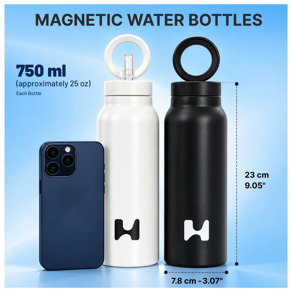 Both bottles beside a phone for scale